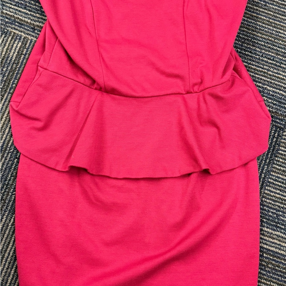Miss Tina Vibrant Pink Peplum Dress